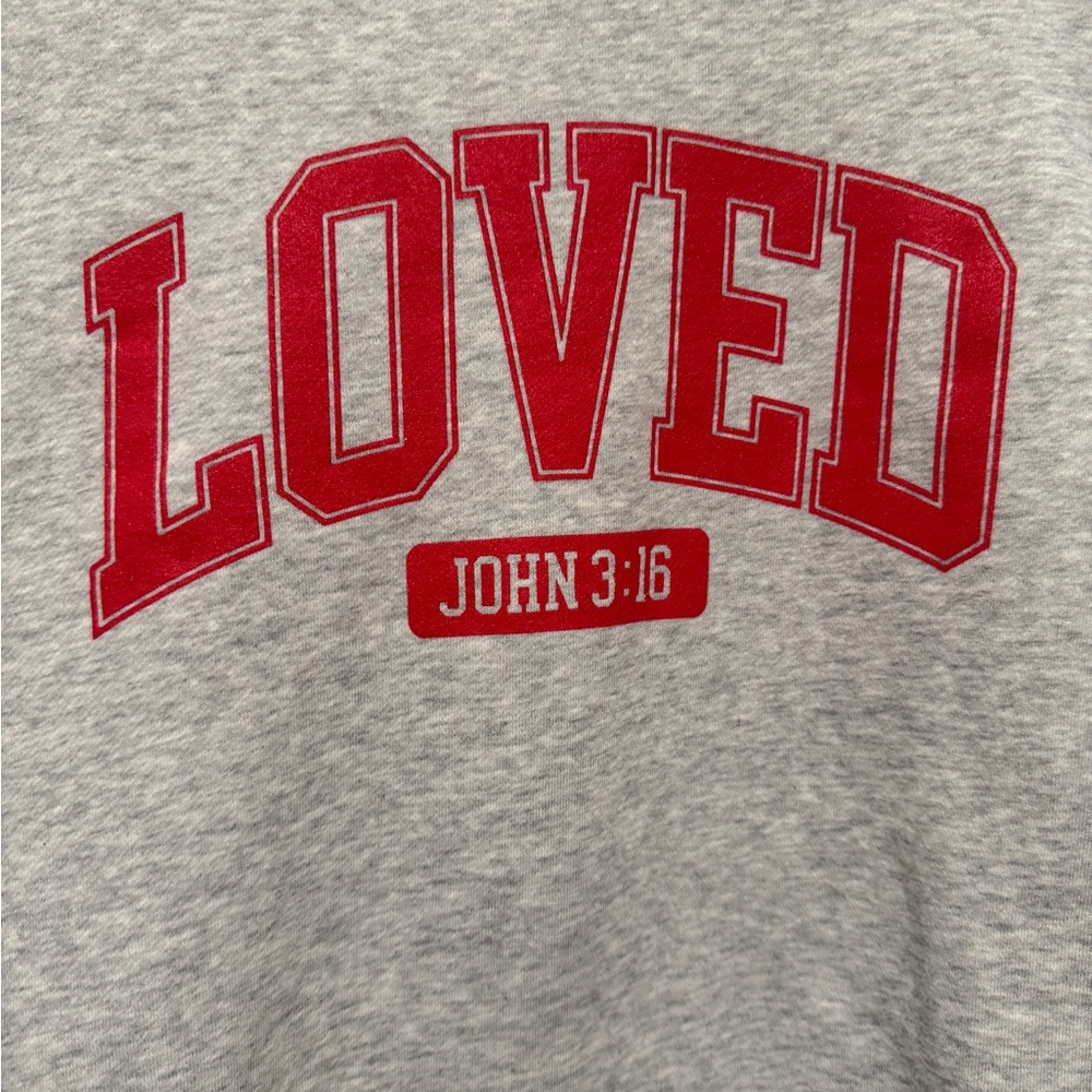 LOVED John 3:16 Athletic Gray Sweatshirt unisex 3XL- worn 1x